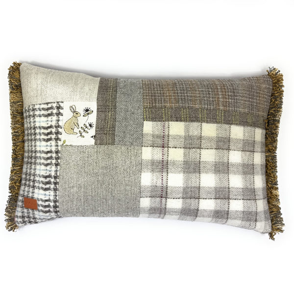 Scottish wool cushion with rabbit