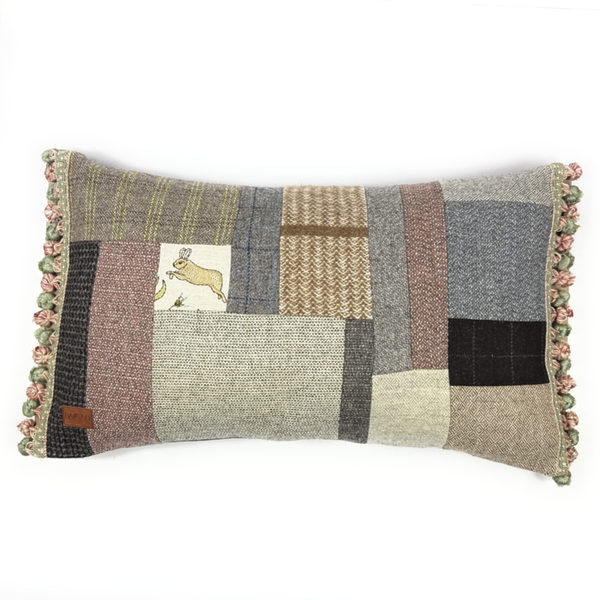 Scottish wool cushion with rabbit