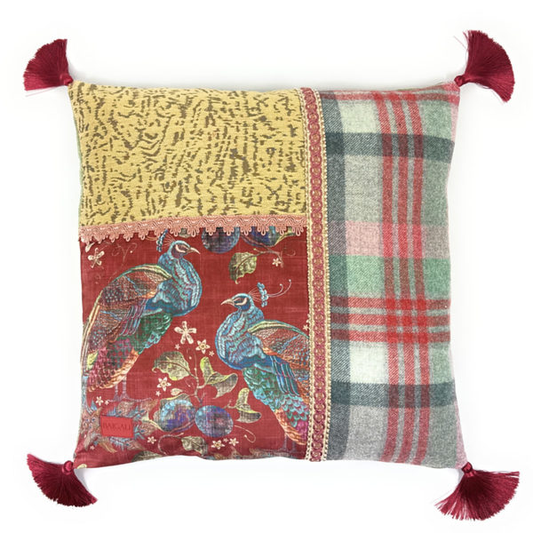 Scottish cushion with Peacock velvet