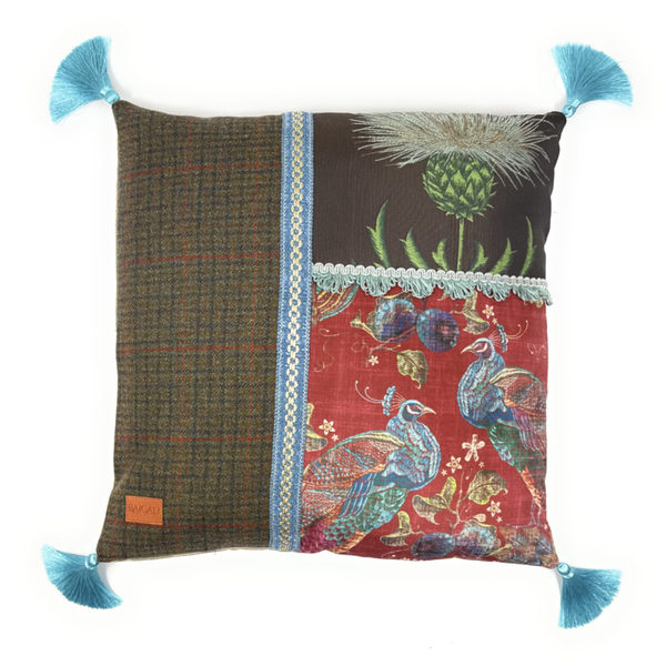 Scottish cushion with peacock